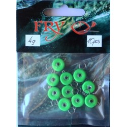 Вантаж вухатий для риболовлі, таблетка (ексцентрик) колір Silvereyes Green Apple, 10шт в уп., вага 4г